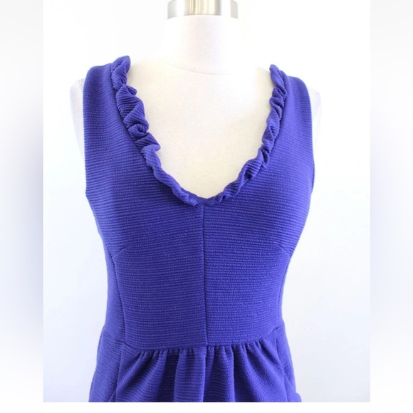 Anthropologie Maeve Ottoman Ruffled V-Neck Dress Purple Blue XS - Picture 2 of 12